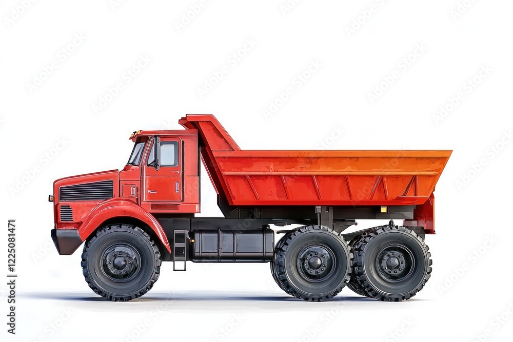 Fototapeta premium Dump Truck isolated on white background. Dump Truck icon. Heavy Machinery isolated on white. Construction Vehicle. Dump Truck Design Element. Dump Truck Isolated for Designers. Dump Truck isolated.