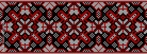 Vector illustration of Ukrainian ornament in ethnic style, identity, vyshyvanka, embroidery for print clothes, websites, banners. Background. Geometric design, border, copy space, frame