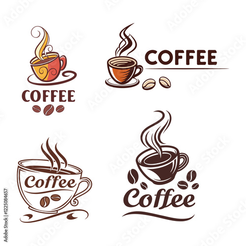  Set of Coffee Icons Featuring Stylish Mugs, Beans, and Steamy Designs