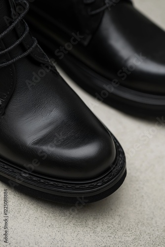 Trendy black boots designed for comfort with a modern aesthetic. photo