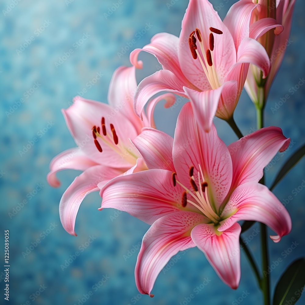 Pink lily macro, delicate petals, soft focus, pastel teal background, high detail, shallow depth of field, elegant floral photography
Pink lily macro, delicate petals, soft focus, pastel teal background, high detail, shallow depth of field, elegant floral photography