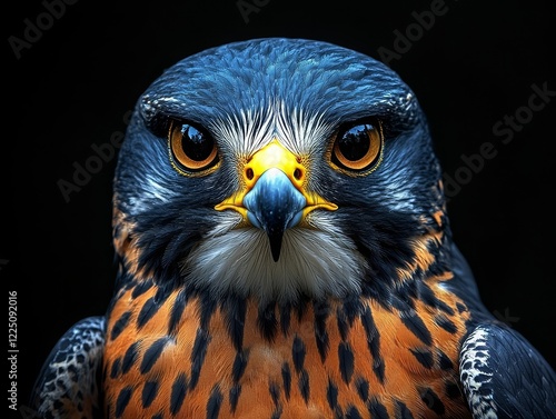 Fierce Falcon s Intense Gaze as It Dives with Predatory Precision photo