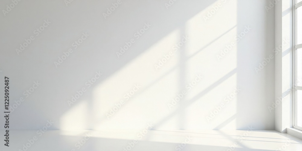 Sunlit Interior Corner with Blank Wall and Bright Window for Design Presentation Sunlit Interior Corner with Blank Wall and Bright Window for Design Presentation