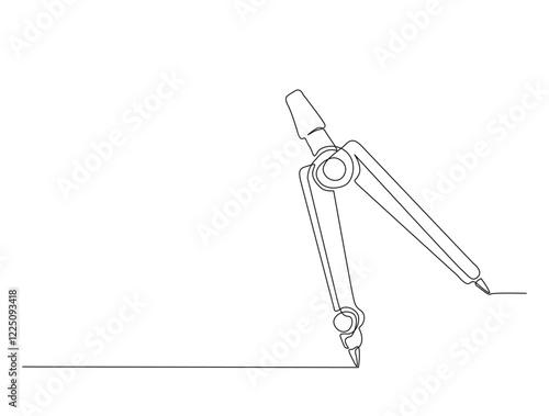 Continuous one line drawing of engineering divider or compas. Compas or divider in single line draw illustration. Editable stroke.