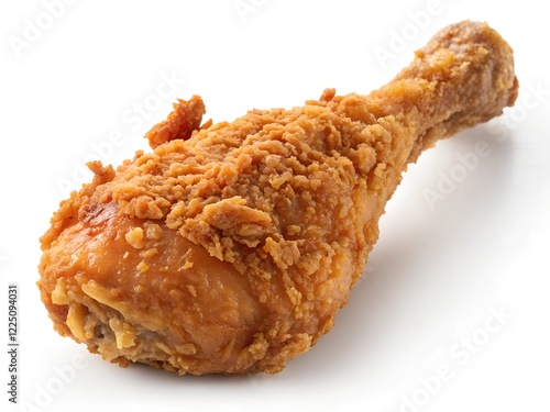 Crispy Fried Chicken Leg Against a White Background