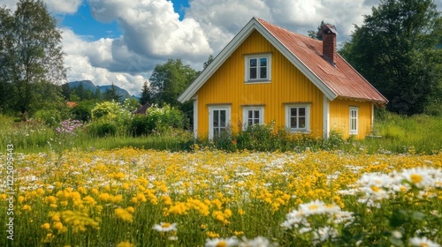 Bright Yellow Cottage in a ...