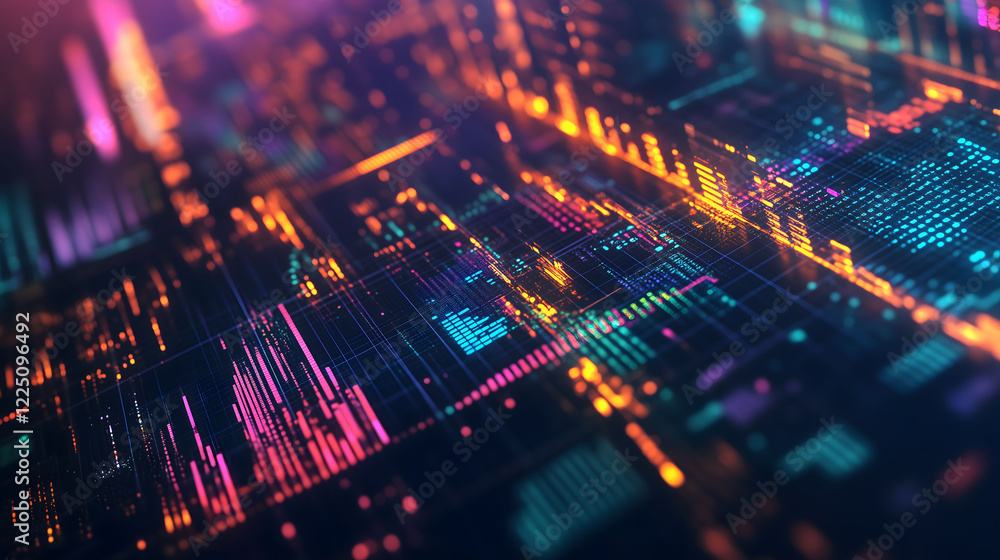 Dynamic Abstract Representation of Digital Data Visualization in Vibrant Colors. Generative AI Dynamic Abstract Representation of Digital Data Visualization in Vibrant Colors. Generative AI