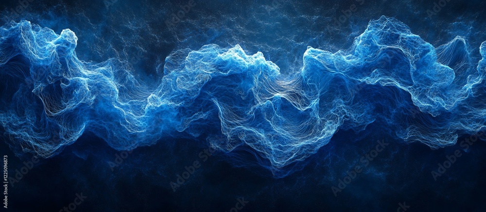 Obraz premium Abstract Blue Waves: A Digital Seascape of Serene Energy