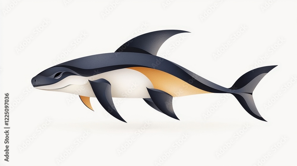 Obraz premium Abstract Illustration of a Stylized Fish in Modern Design with Clean Lines and Vivid Colors
