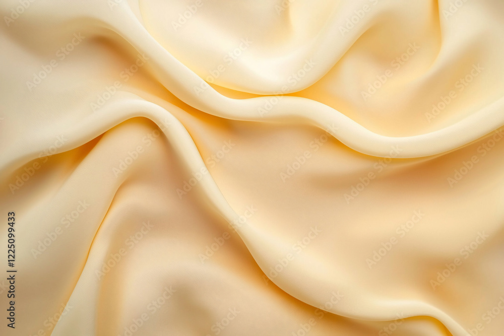 Fototapeta premium Soft, flowing fabric in pale yellow draped elegantly, creating a serene and calming background