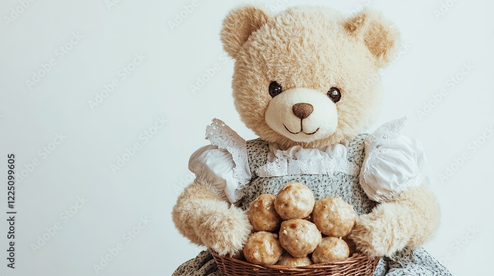 Obraz premium cream colored bear white background