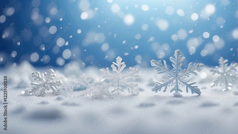 A soft blue background adorned with various snowflakes in white and metallic gold. A soft blue background adorned with various snowflakes in white and metallic gold.