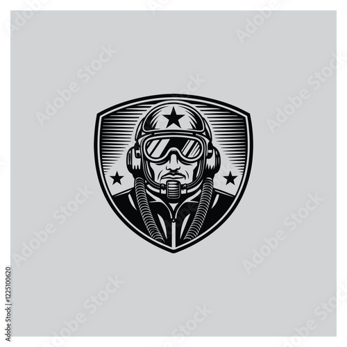 Air Force Tactical Flight Badge, Fighter Pilot Helmet Logo vector template
