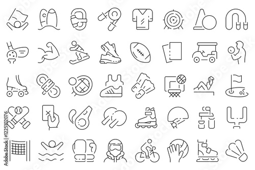 Sport thin line icons set. Sport vector symbol and icons.