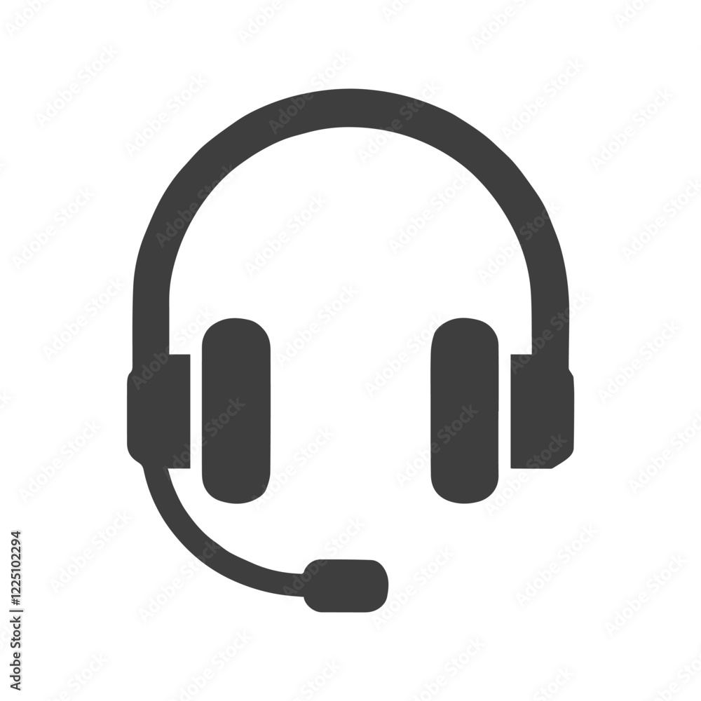 Headset Icon with Microphone for Online Communication Headset Icon with Microphone for Online Communication