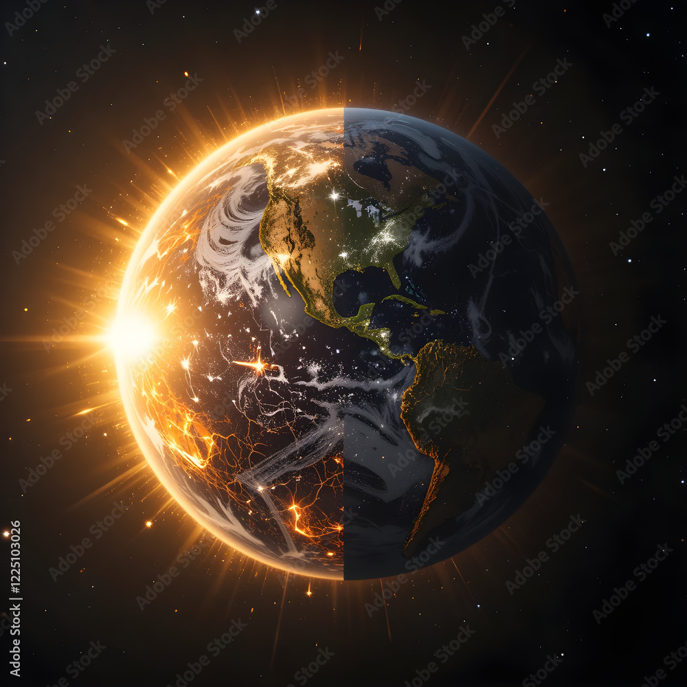 Obraz premium earth and sun