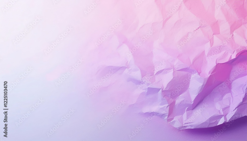 Fototapeta premium Colorful crumpled paper texture with a blend of soft pink and purple shades in a subtle gradient backdrop