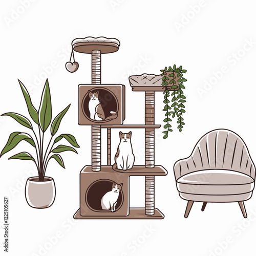 Modern Cat Tree with Cozy Interior Design