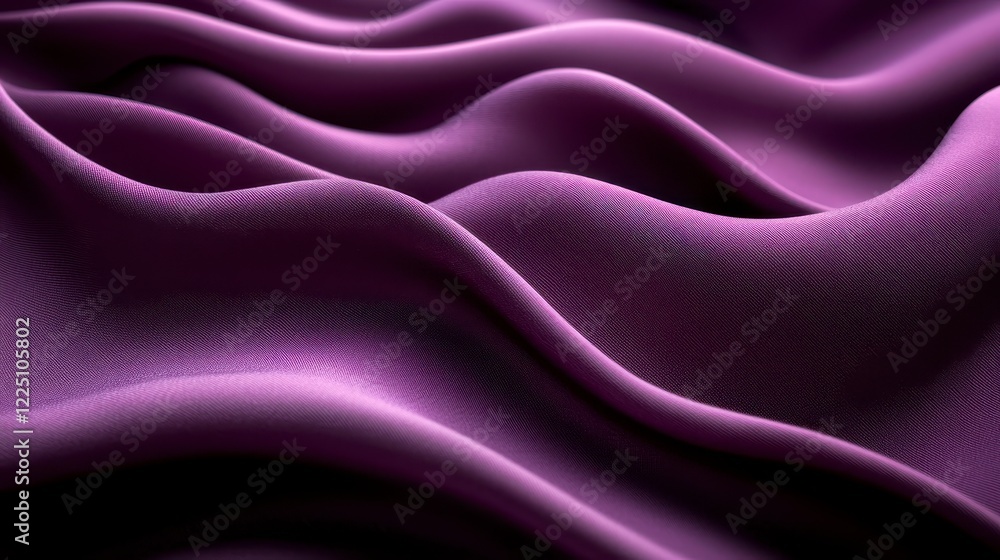 Obraz premium Abstract image of rich purple fabric with a subtle textured pattern, exhibiting soft waves and folds. The lighting highlights the fabric's texture