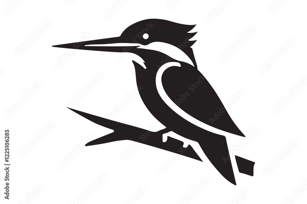 Obraz premium Kingfisher Silhouette Logo Stylish Black Vector Graphic