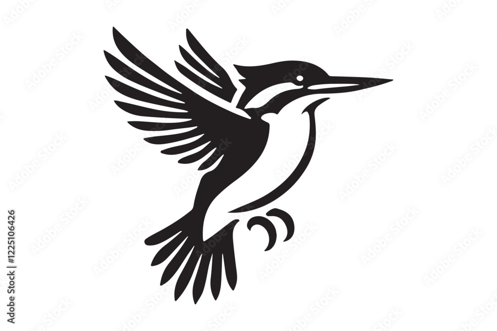 Fototapeta premium Black Kingfisher Silhouette Perfect for Nature Designs