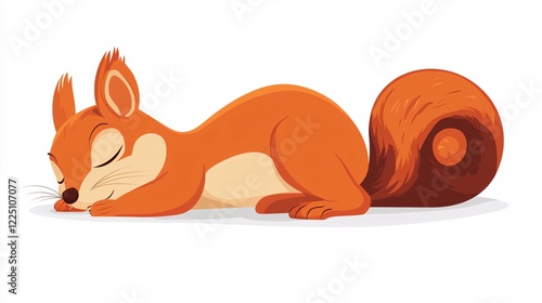 Adorable Cartoon Squirrel Sleeping Vector Illustration for Children's Books and Designs