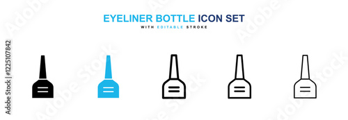 Eyeliner bottle icons in black and blue colors collection