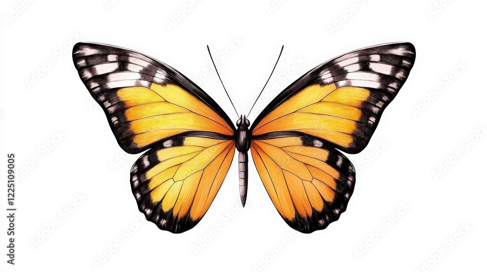 Obraz premium Vibrant Monarch Butterfly Illustrating Nature's Beauty and Delicate Symmetry in Artwork