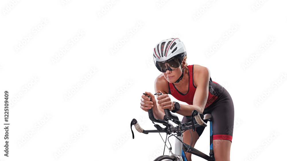 Close up professional female cyclist at spot speed bike. Isolated on free png background. Close up professional female cyclist at spot speed bike. Isolated on free png background.