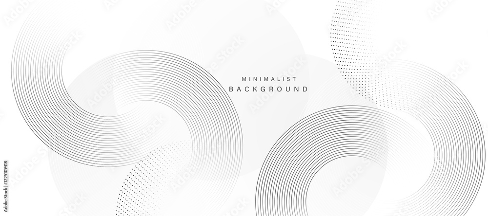 Modern abstract white background with black gradient circular lines