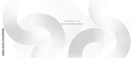 Modern abstract white background with black gradient circular lines
