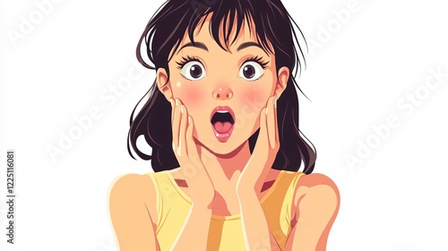 Surprised Anime Woman Sticker for Graphic Design Projects