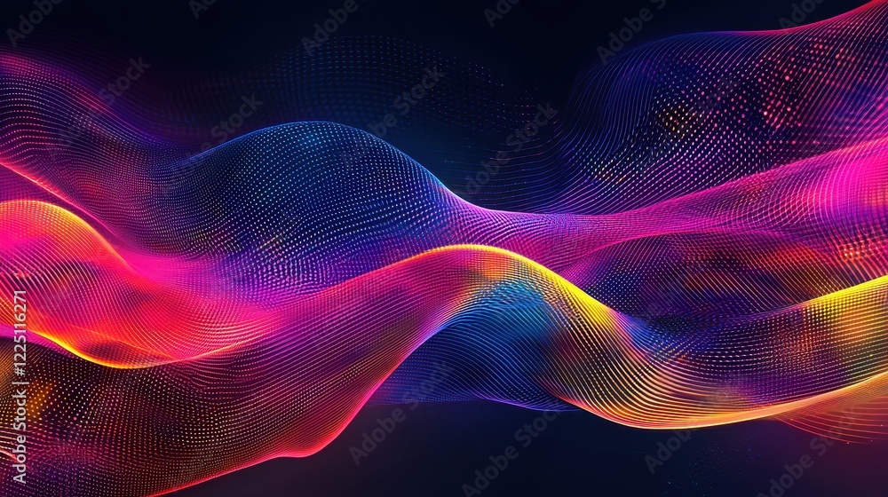 Abstract Colorful Waves of Light in a Dark Background Abstract Colorful Waves of Light in a Dark Background