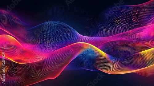 Abstract Colorful Waves of Light in a Dark Background