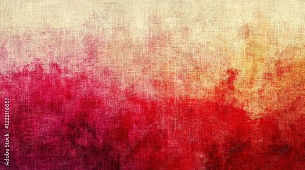 Obraz premium Abstract textured background with a gradient of red, pink, and yellow hues. The image features a mottled, blended effect, creating a visually dynamic