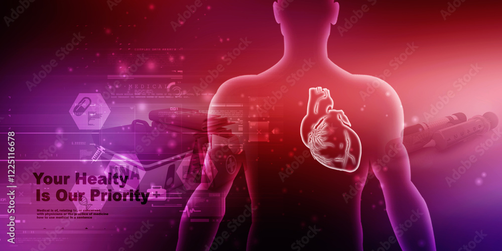 3d illustration  Anatomy of Human Heart 