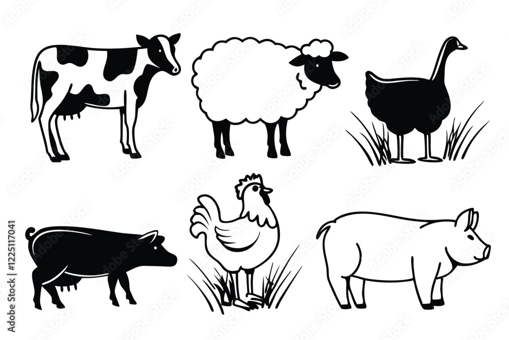 farm animals collection vector farm animals collection vector