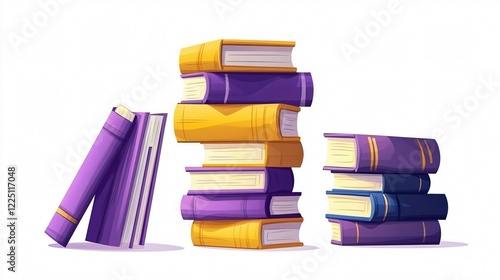 Vibrant Colorful Book Stacks of Various Heights for Reading and Education Concept