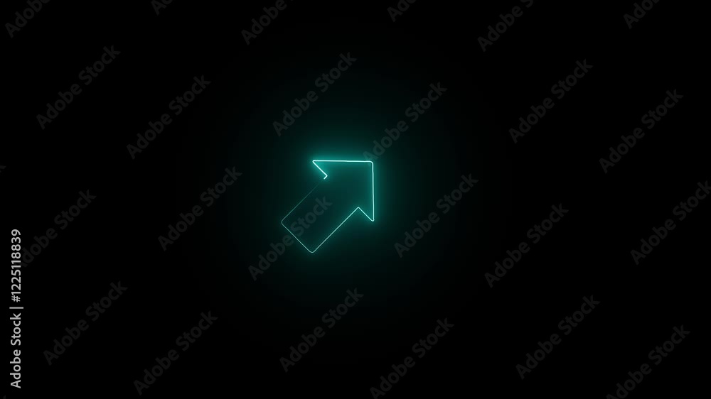 Bright neon white arrow going up on black background. Neon abstract directional icons indicate animation. Moving arrows to the side. 4k render. High resolution Video footage. Bright neon white arrow going up on black background. Neon abstract directional icons indicate animation. Moving arrows to the side. 4k render. High resolution Video footage.