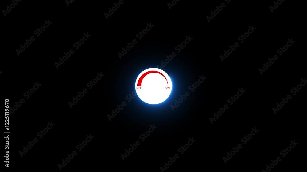 White colour power button icon animation. On power button concept. Neon glowing power button icon animation on isolated black background, power off and on button, alpha channel White colour power button icon animation. On power button concept. Neon glowing power button icon animation on isolated black background, power off and on button, alpha channel