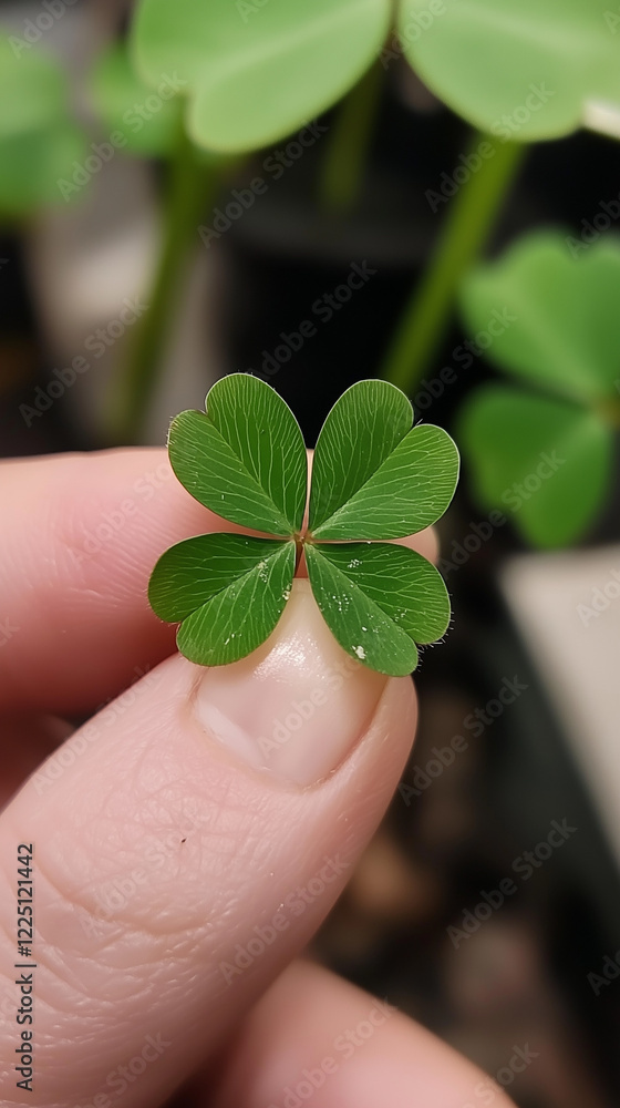 Irish lucky four-leaf clover, vertical illustration Irish lucky four-leaf clover, vertical illustration