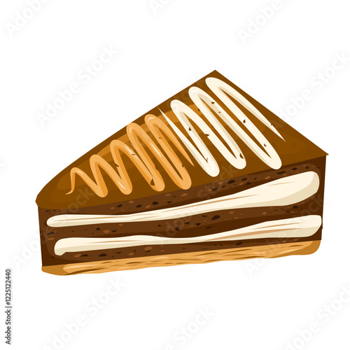 illustration of cake slices with chocolate and cream flavors on top.