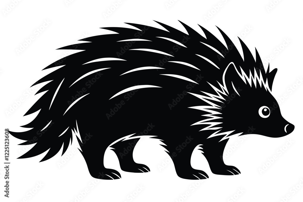 Silhouette of a hedgehog against a white background Silhouette of a hedgehog against a white background