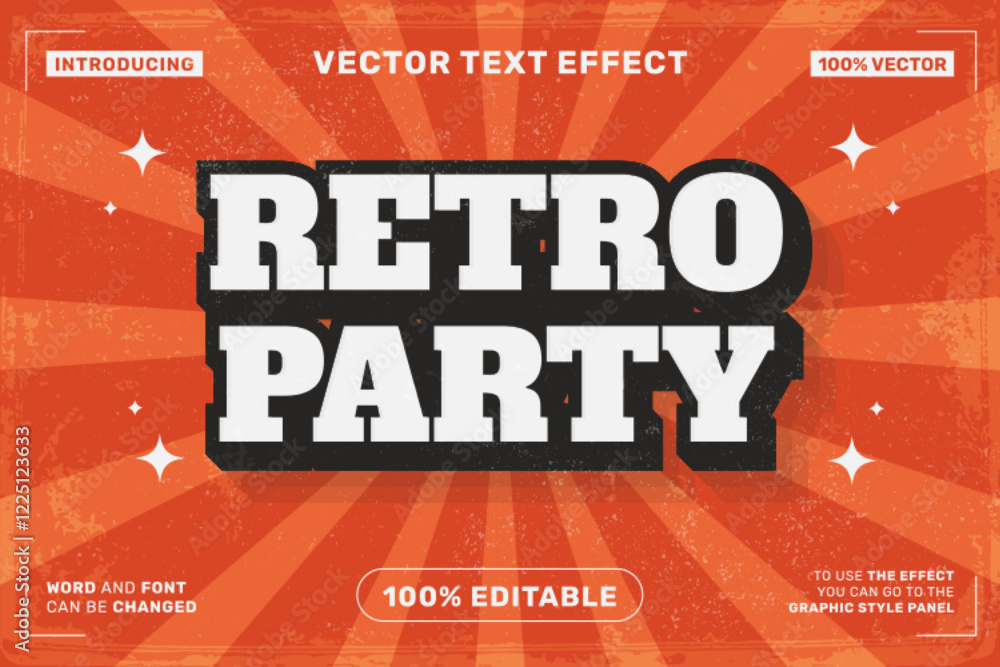 Fototapeta premium Editable text effect Retro Party 3d style premium vector