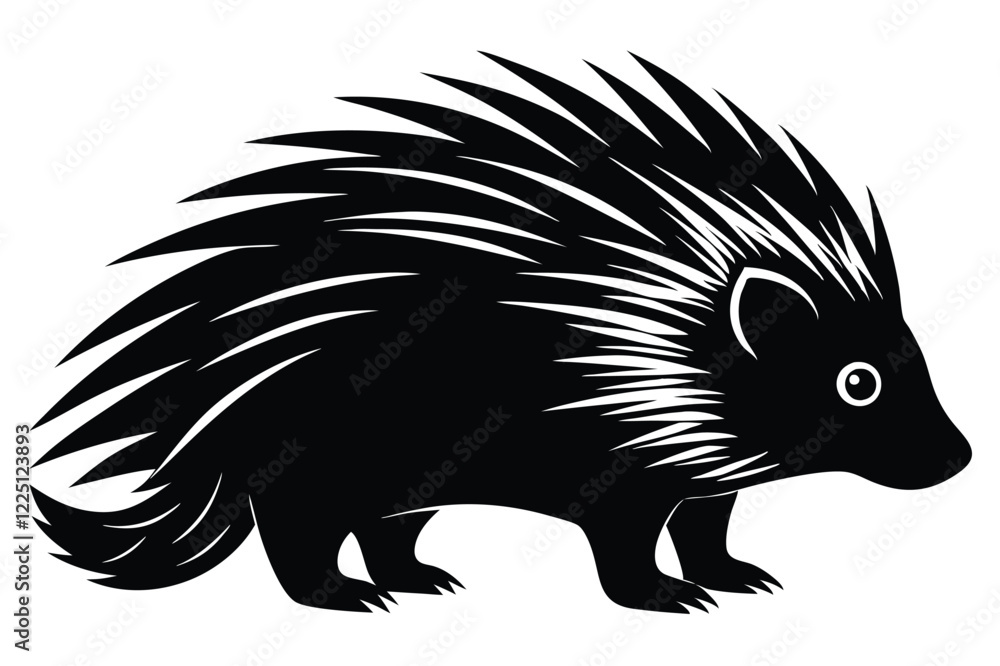 Silhouette of a hedgehog against a white background Silhouette of a hedgehog against a white background