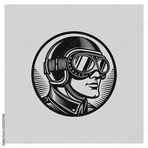 Retro Pilot Badge with vector monogram logo