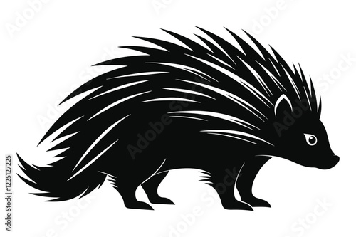 Porcupine vector silhouette illustration black color