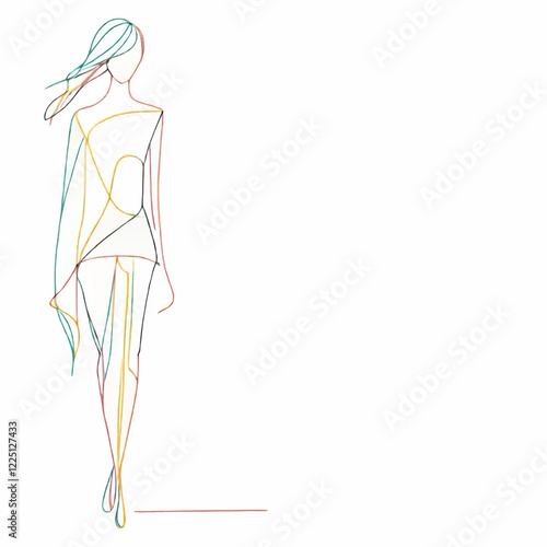 abstract silhouette of a girl in a dress vector decoration for print