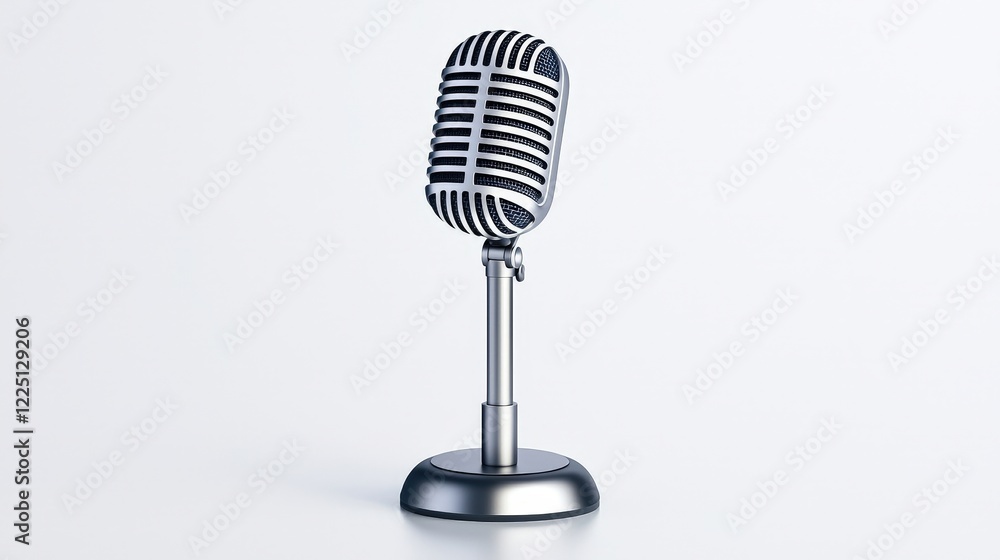 Fototapeta premium Vintage Style Microphone on a Minimalistic Background for Music and Audio Projects