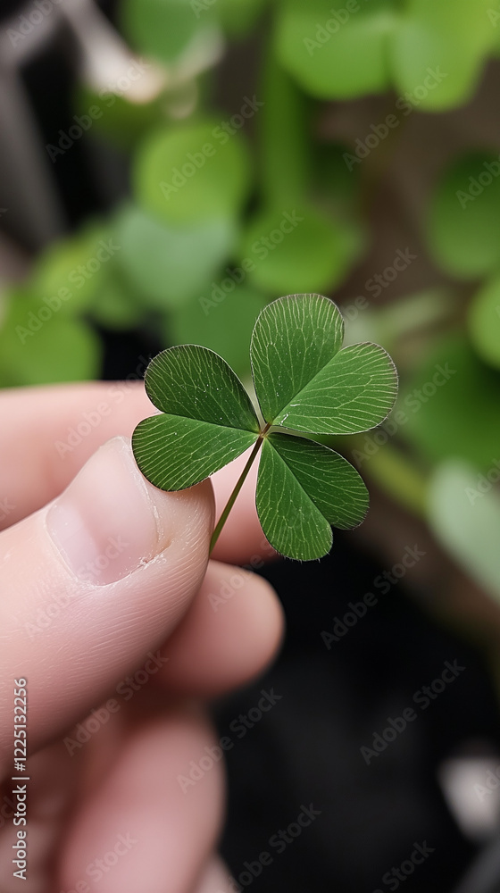 Irish lucky four-leaf clover, vertical illustration Irish lucky four-leaf clover, vertical illustration